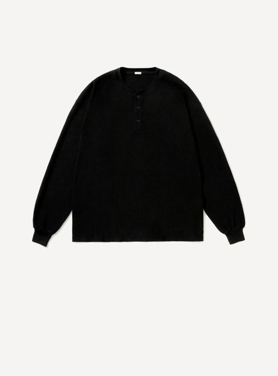 A.Presse Cashmere Blend Wafflel Henley Neck Shirt - Black