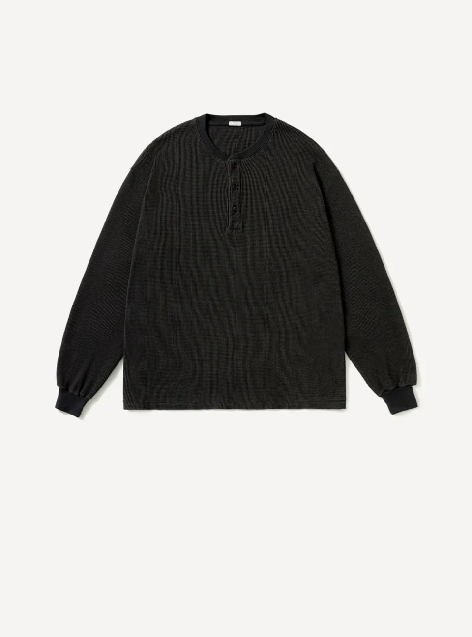 A.Presse Cashmere Blend Wafflel Henley Neck Shirt - Front Side