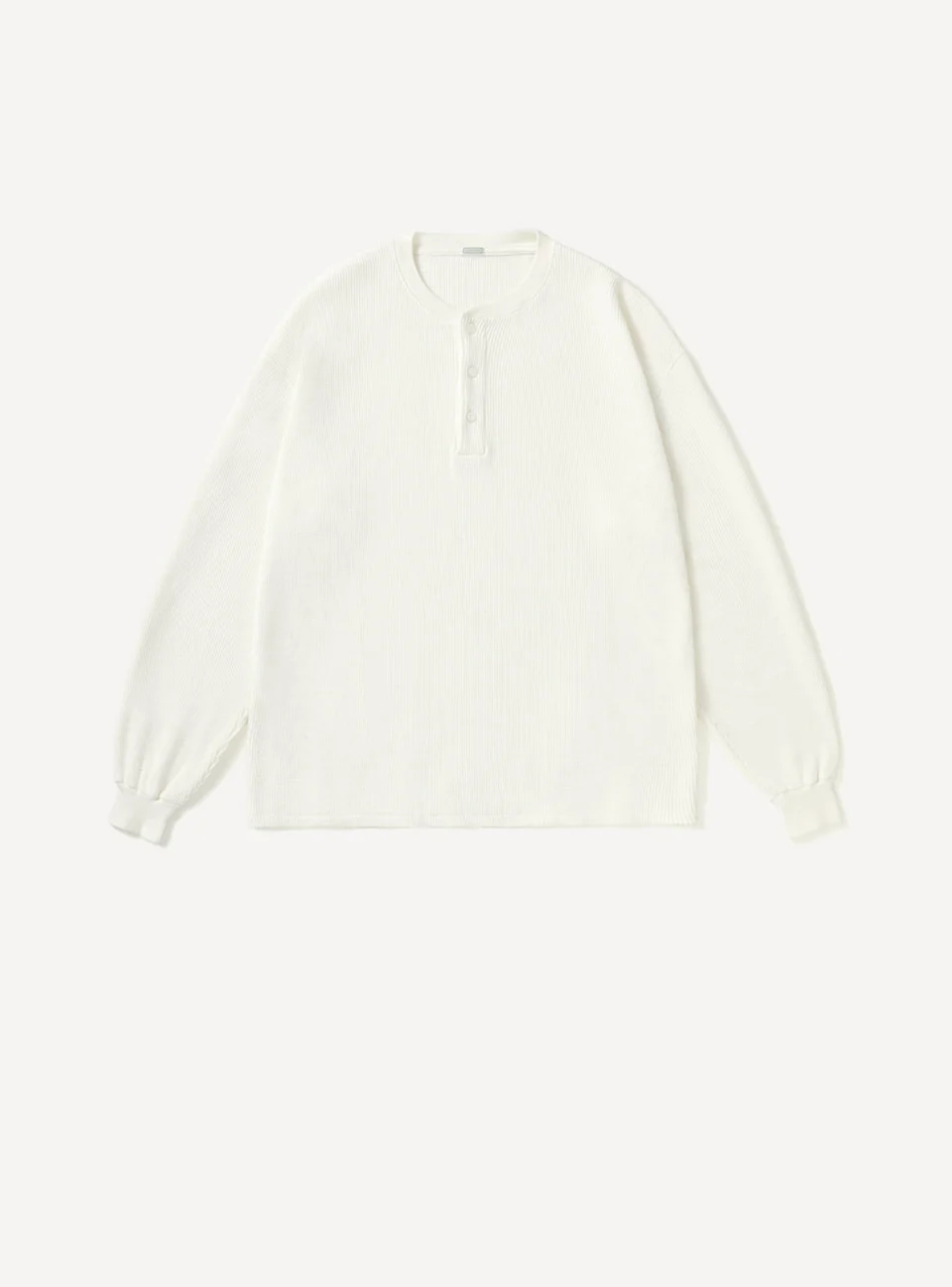 A.Presse Cashmere Blend Wafflel Henley Neck Shirt - Front Side