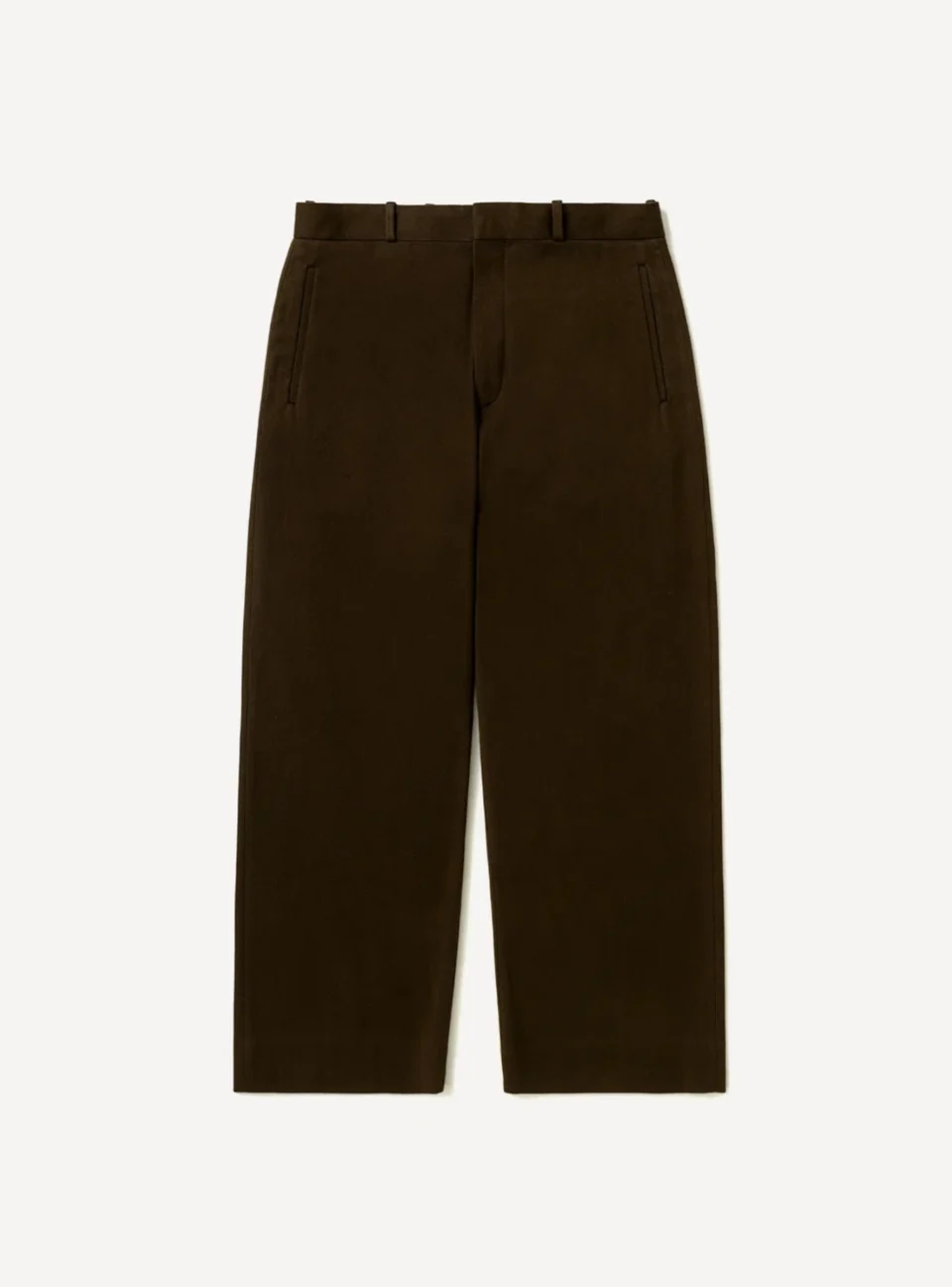 A.Presse Cotton Silk Twill Wide Trouser - Brown - Front Side