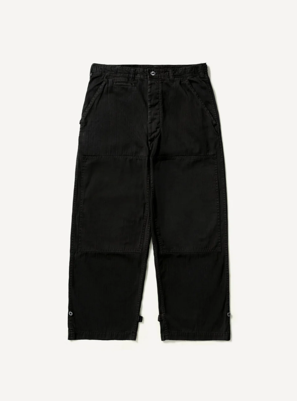 A.Presse Military Double Knee Trouser - Black - Front Side