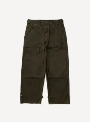 A.Presse Military Double Knee Trouser - Olive - Front Side