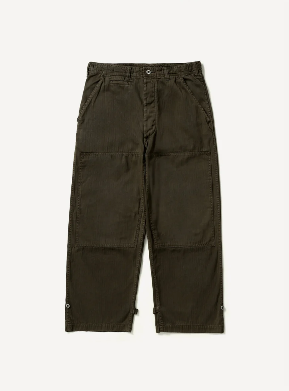 A.Presse Military Double Knee Trouser - Olive - Front Side