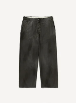 A.Presse Vintage Black Chambray Work Pant - Grey - Front Side