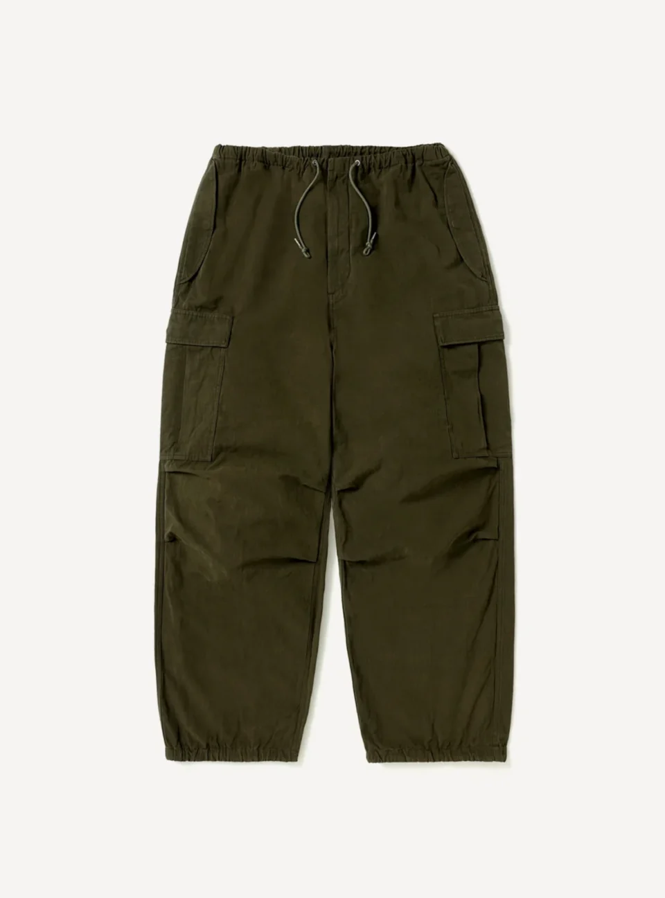 A.Presse Washed Cotton Silk Linen HBT M-51 Over Pant - Olive - Front Side