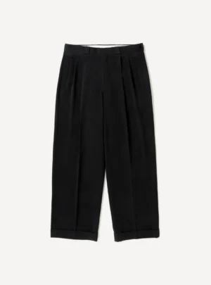 A.Presse Washed Silk Wide Trouser - Black - Front Side