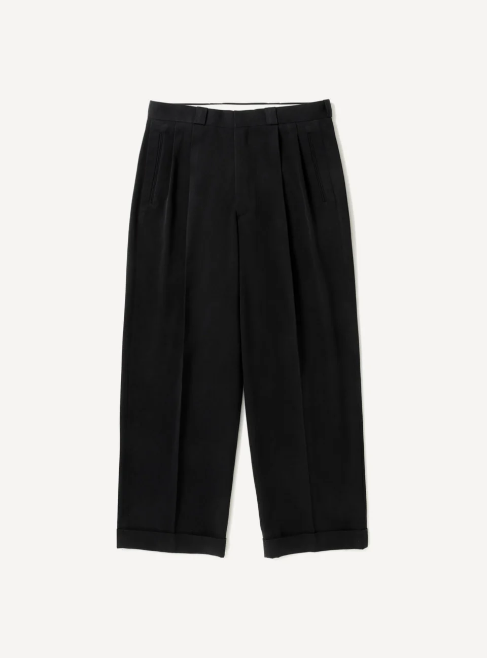 A.Presse Washed Silk Wide Trouser - Black - Front Side