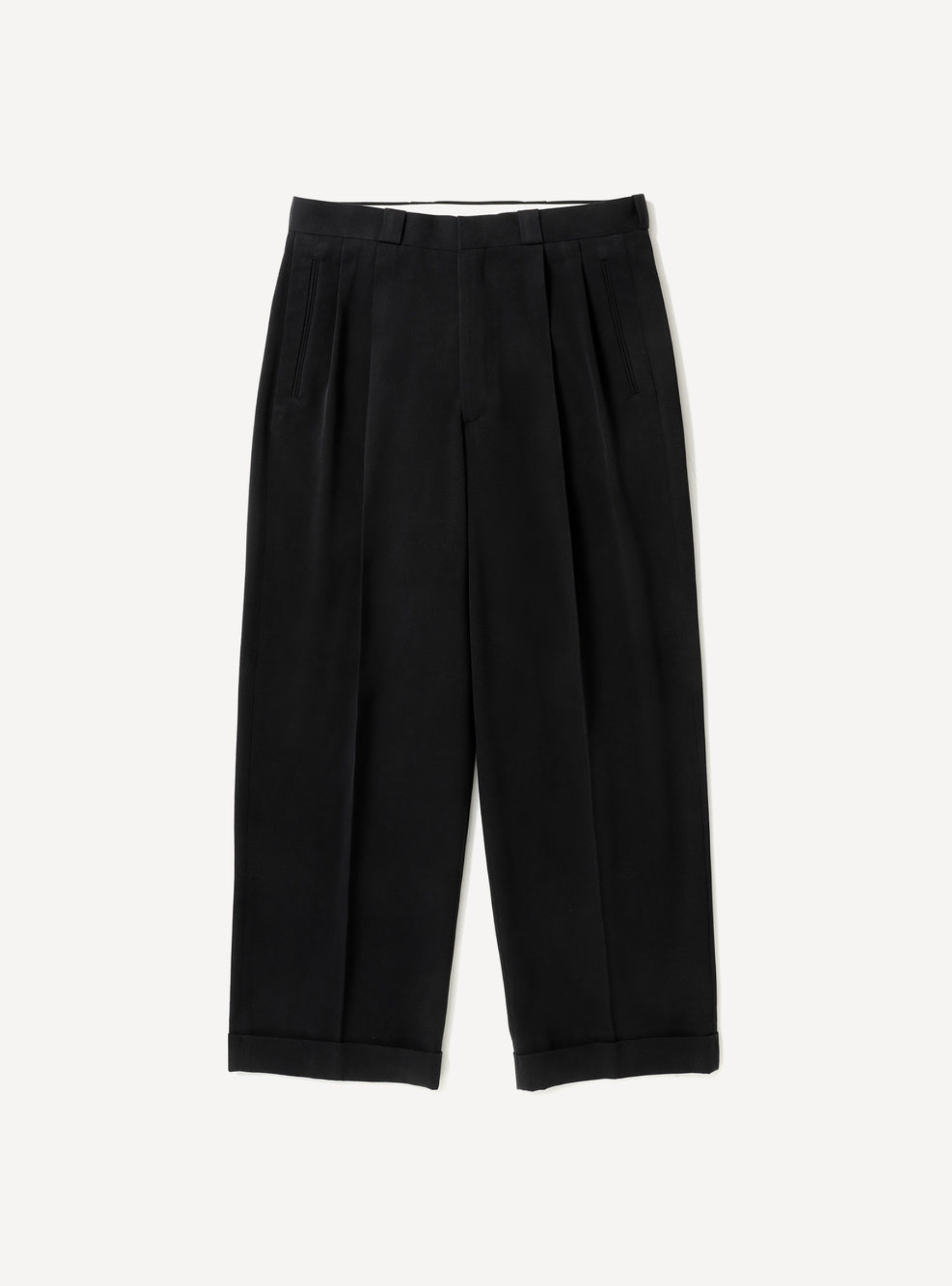 A.Presse Washed Silk Wide Trouser - Black - Front Side