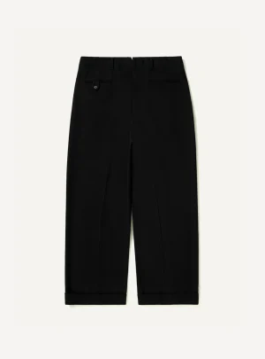 A.Presse Wool Wide Tapered Trouser - Black - Back Side