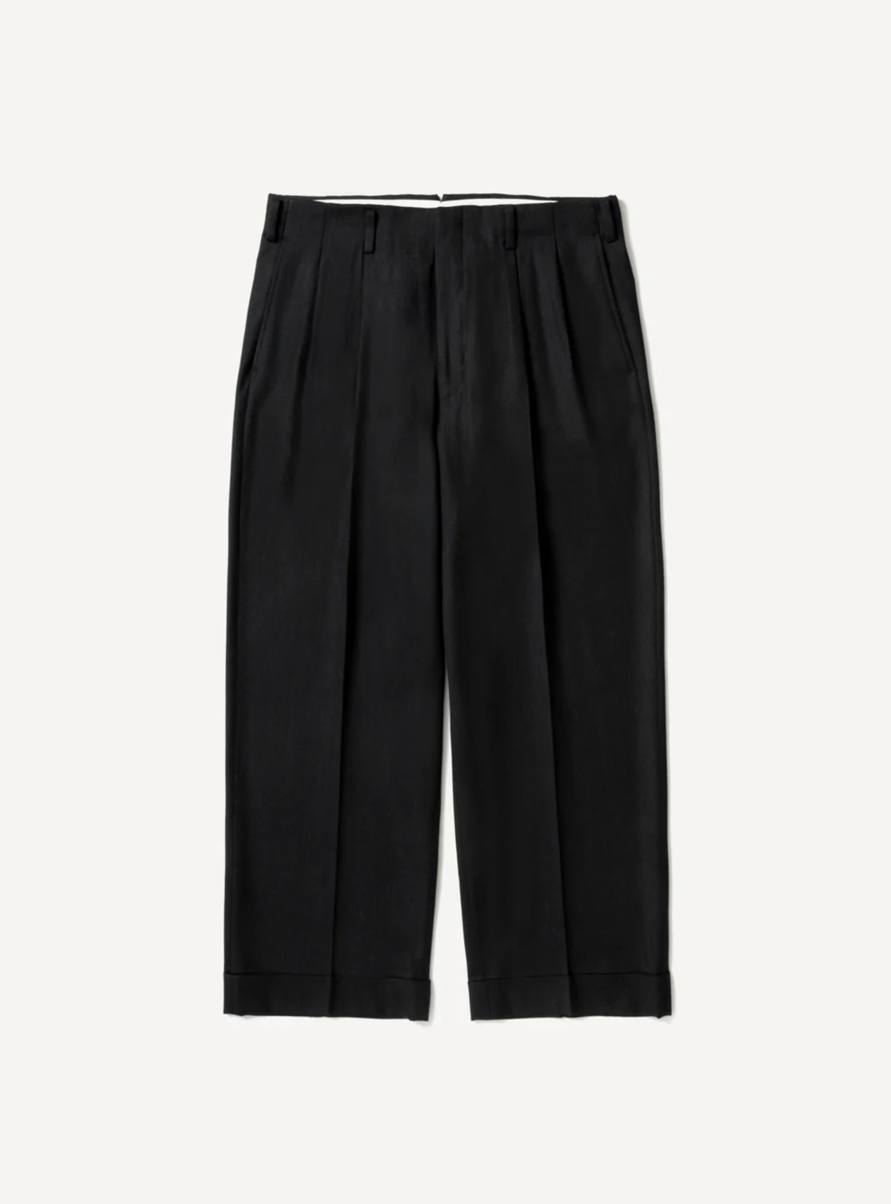 A.Presse Wool Wide Tapered Trouser - Charcoal - Front Side