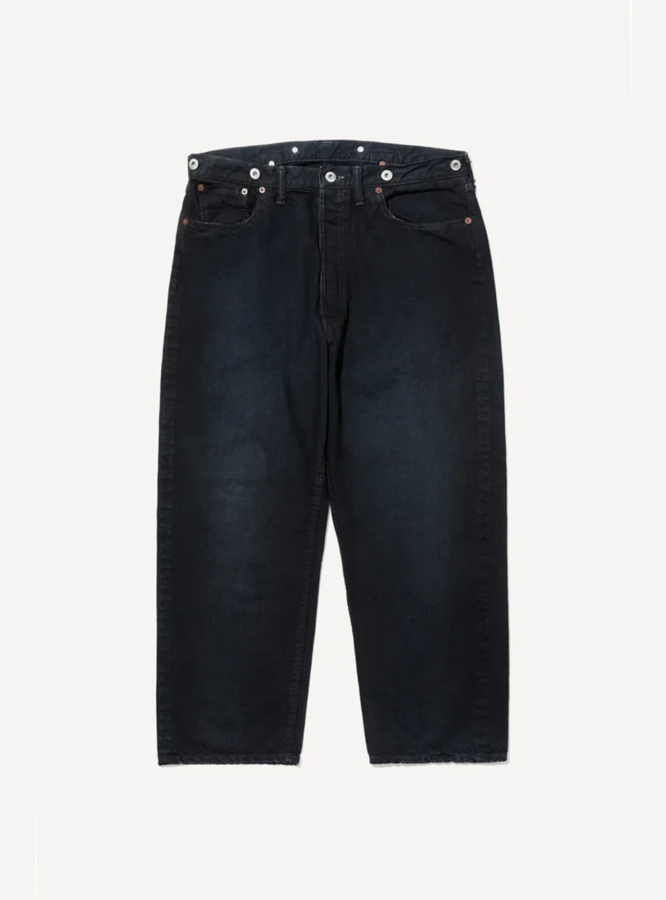 A.Pesse No.22 Washed Wide Denim Pant - Black - Front Side