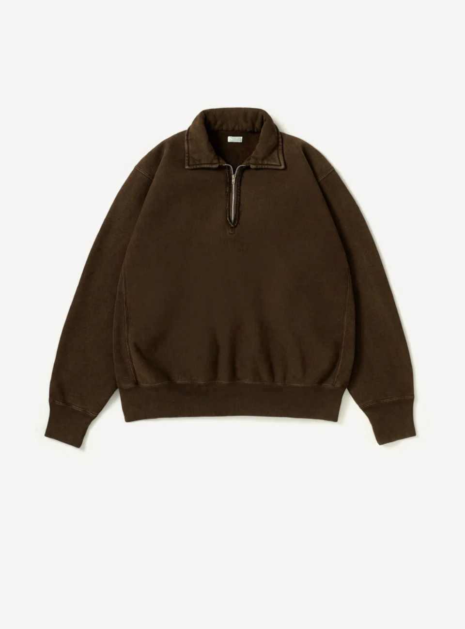 A.Presse Vintage Half Zip Sweatshirt - Brown - Front Side